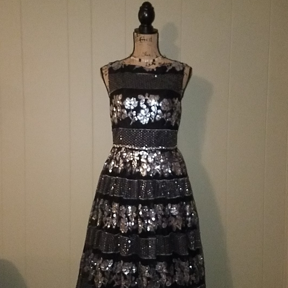 Sleeveless Sequin A-Line Gown